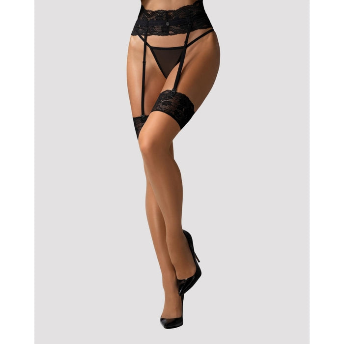 Obsessive Nutris – бежевые чулки с кружевом