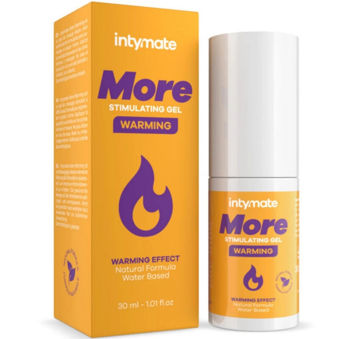 INTYMATE More Heat – šildantis stimuliuojantis gelis vyrams ir moterims. Vandens pagrindu, natūralūs ingredientai, suderinamas su prezervatyvais. 30 ml.