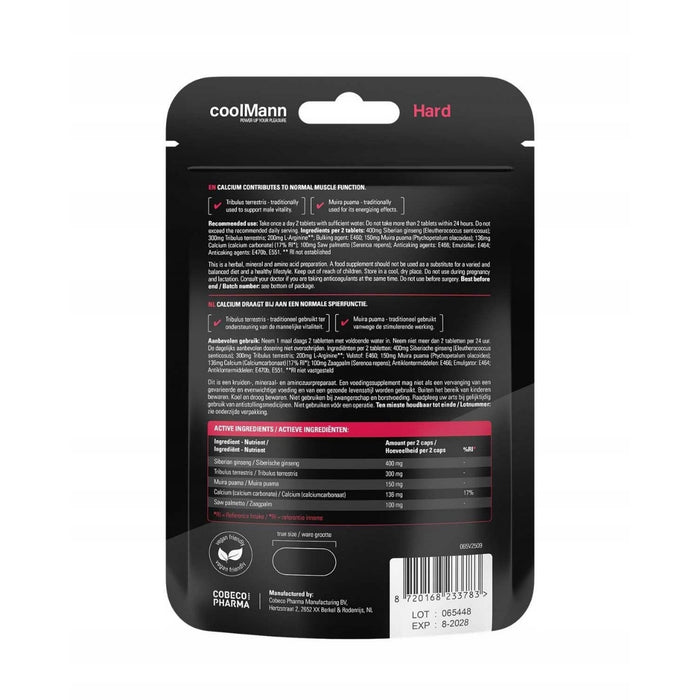 CoolMann HARD – augu izcelsmes uztura bagātinātājs vīriešiem, 60 tabletes.