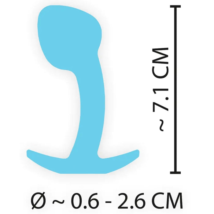 Anālais korķis 7,1 cm Cuties – silikona, gaiši zils