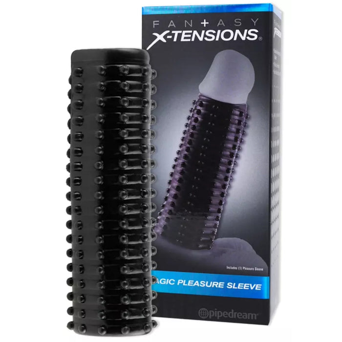 Насадка на пенис X-Tensions Magic Pleasure Sleeve – чёрная, TPR, 13.9 см