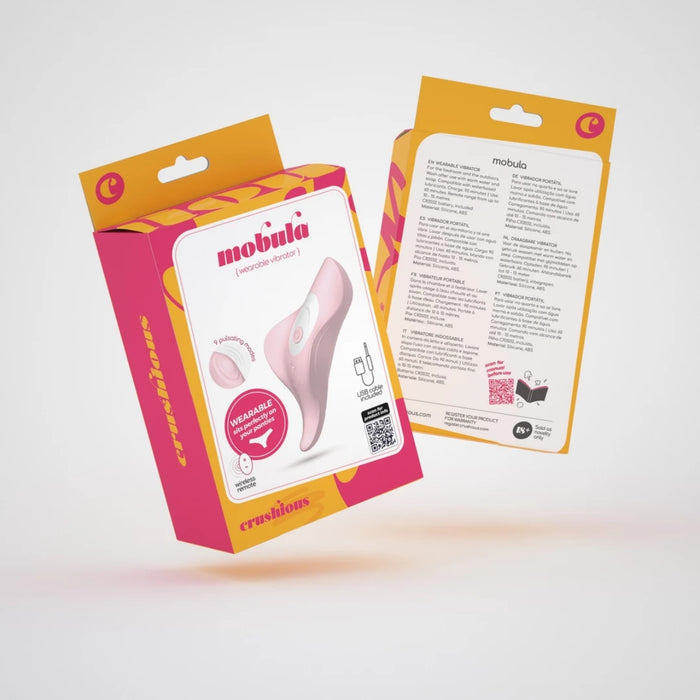 Crushious Mobula vibrējošais biksīšu vibrators ar tālvadības pulti – bezvadu, silikona, rozā