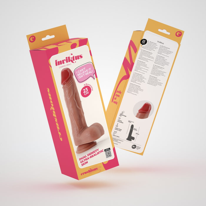 Crushious Inviktus 9 dildo ar piesūcekni – silikona, ādas krāsā