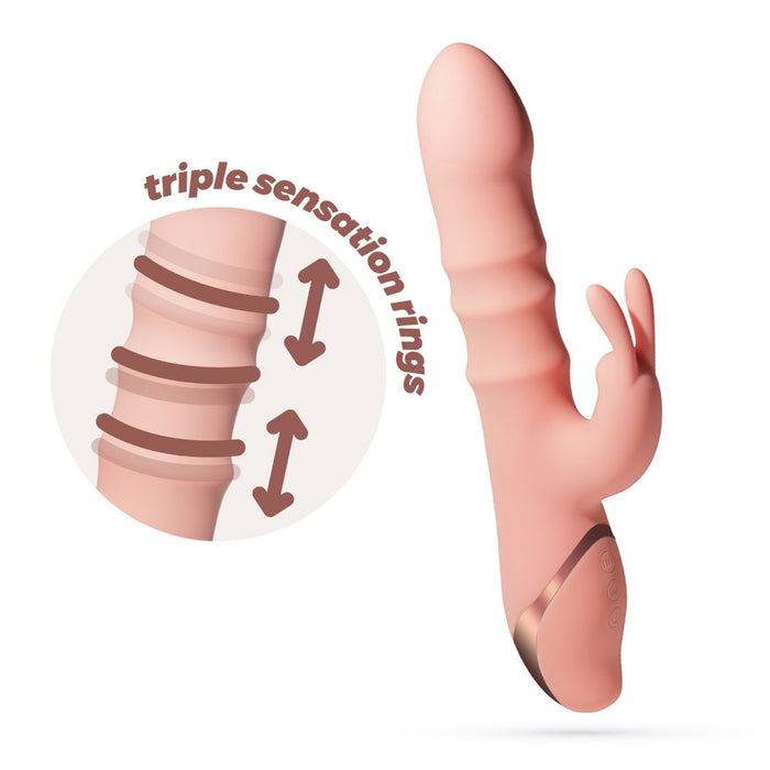 Crushious Ringlord Rabbit vibrators — silikona, ar gredzeniem, USB