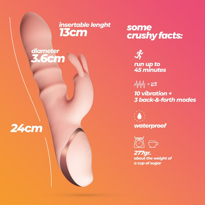 Crushious Ringlord Rabbit vibrators — silikona, ar gredzeniem, USB