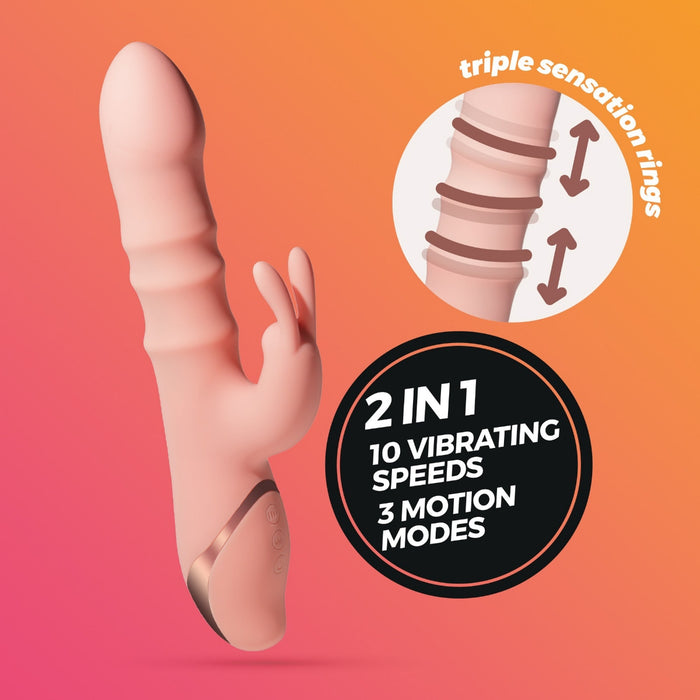 Crushious Ringlord Rabbit vibrators — silikona, ar gredzeniem, USB