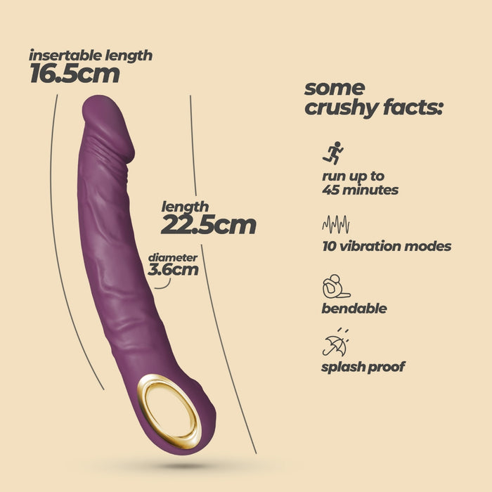 Crushious Magnus Bend lokans vibrators – silikons, 22.5 cm