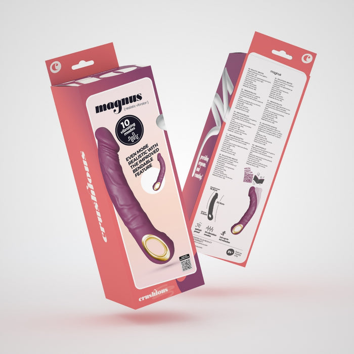 Crushious Magnus Bend lokans vibrators – silikons, 22.5 cm