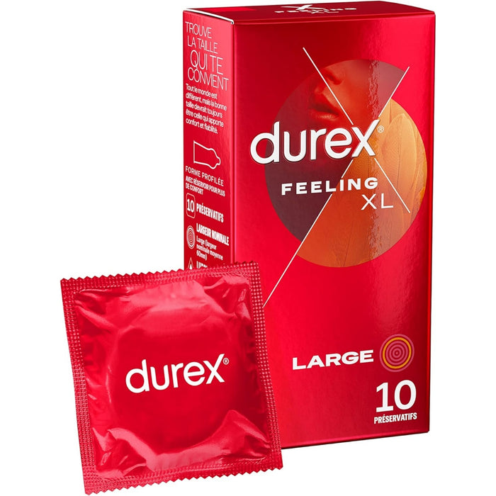 Durex Feeling XL – lielāka izmēra prezervatīvi 60 mm, 10 gab.