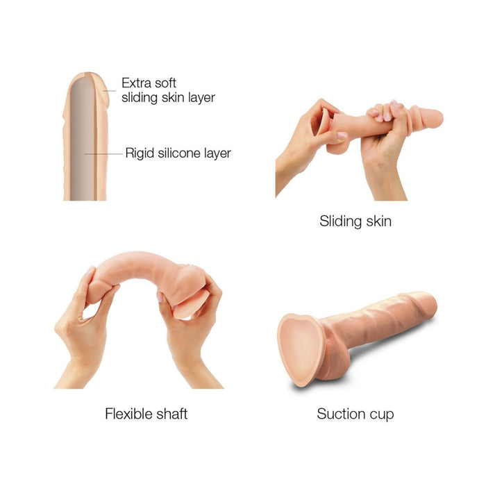 Sliding Skin Realistic Dildo Vanilla M – dildo, silikona, reālistisks, 100% ūdensizturīgs