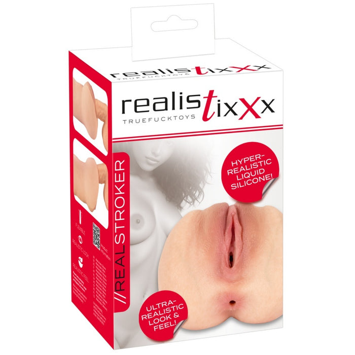 Realistixxx RealStroker Realis – мастурбатор силиконовый, двойной туннель, 17,5 см