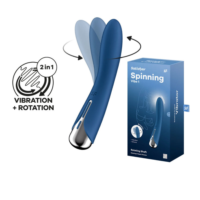 Satisfyer Spinning Vibe 1 – G-punkta vibrators ar griešanos un vibrāciju, zils