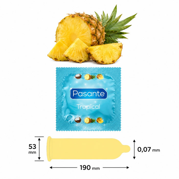 Pasante Tropical Pineapple – prezervatīvs, ananāsu aromāts, 1 gab.