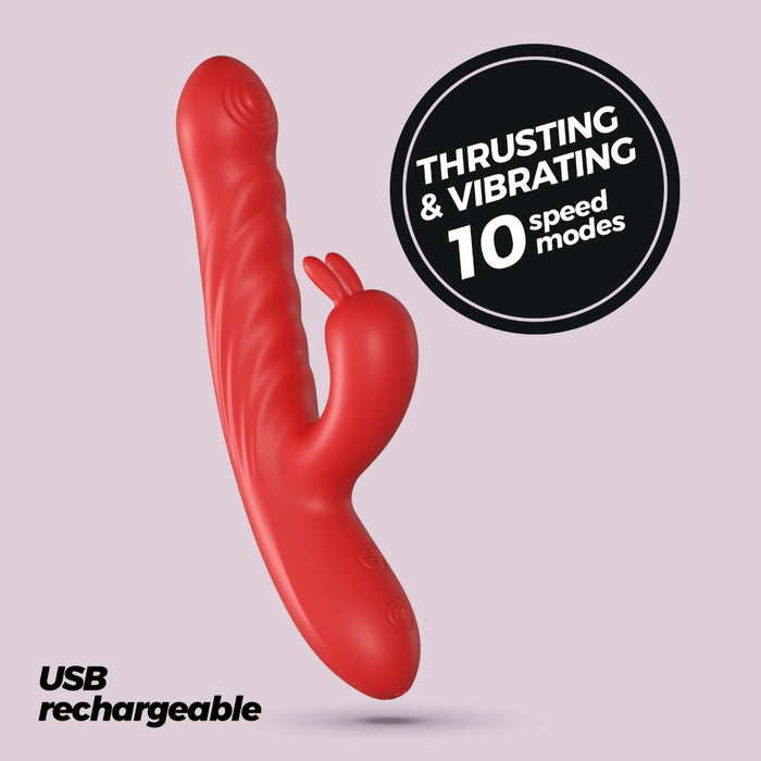 Crushious Lapin Thrusting Rabbit – вибратор с функцией толчков, красный