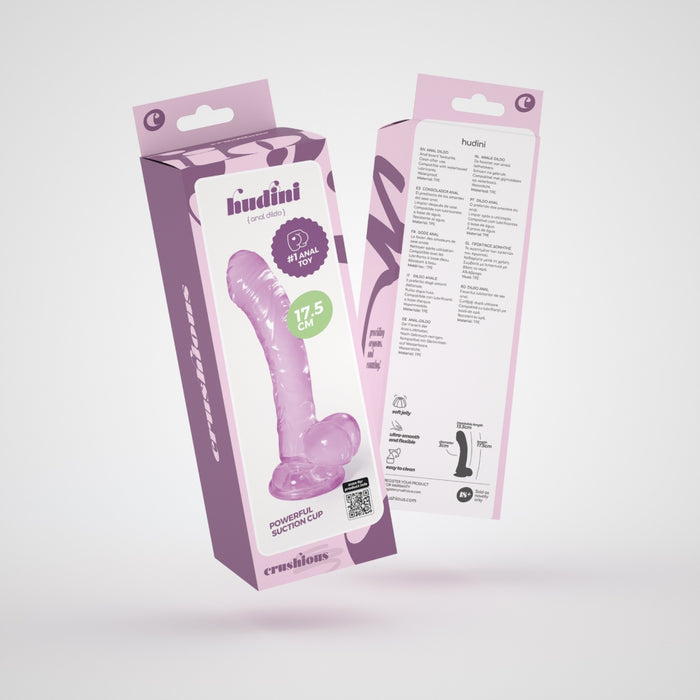 CRUSHIOUS Hudini Jelly Anal Dildo Purple – гибкий анальный дилдо с присоской