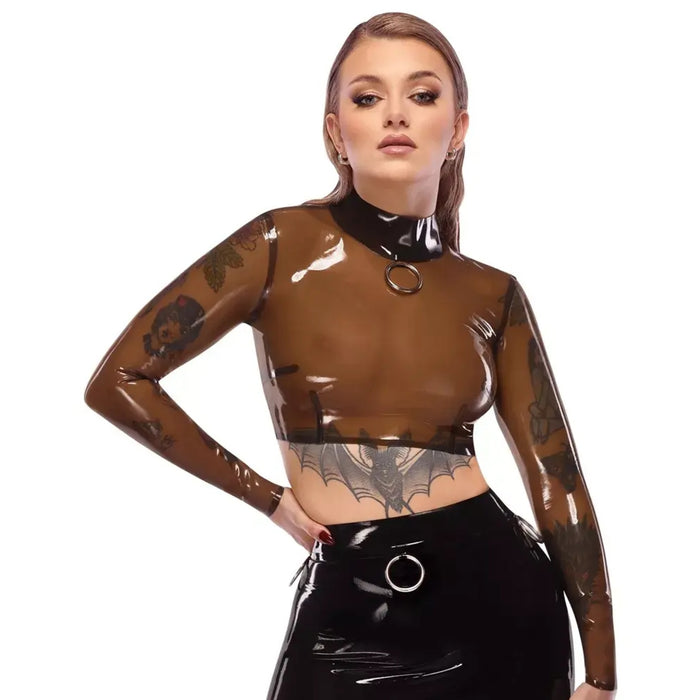 Late X – латексный crop top с длинными рукавами (размер L)