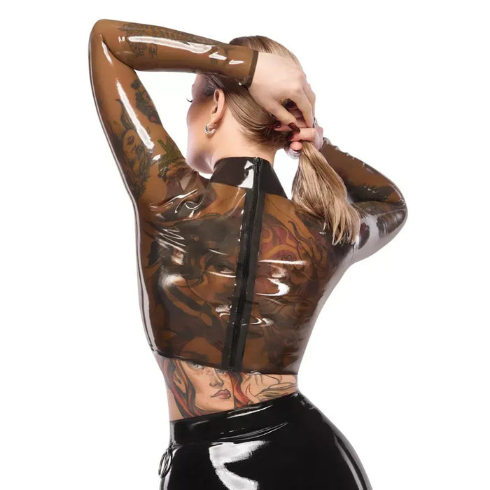 Late X – латексный crop top с длинными рукавами (размер L)