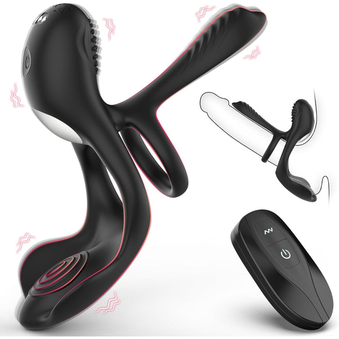 Anālais vibrators vīriešiem ar dzimumlocekļa gredzenu un teleskopisku vibrāciju