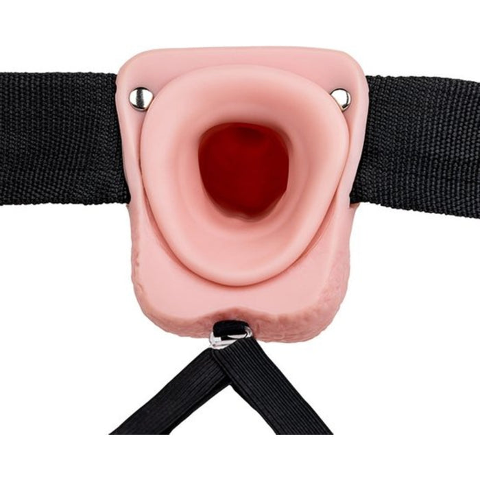 RealRock 7″ Hollow Strap-On With Balls – полый страпон с ремнями, light flesh