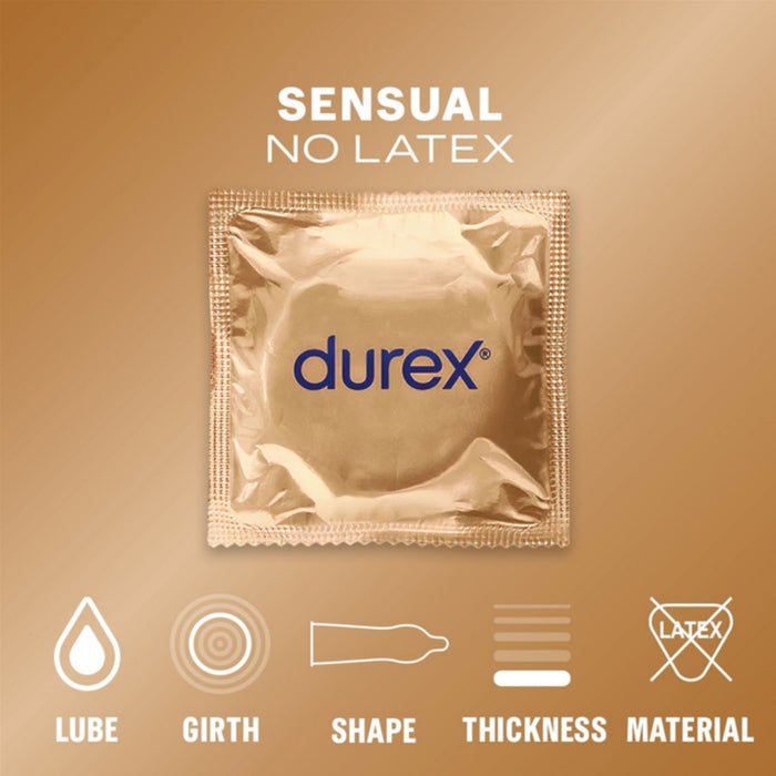 Durex Sensual No Latex 10 gab. – īpaši plāni prezervatīvi bez lateksa