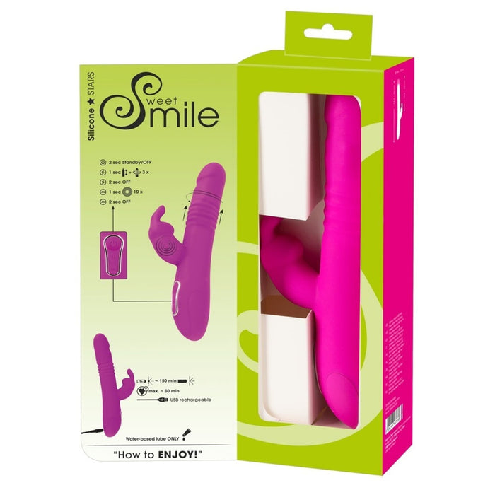 Sweet Smile Thrusting Pearl Rabbit – vibrators, stumjams, ar klitora stimulāciju, 26 cm