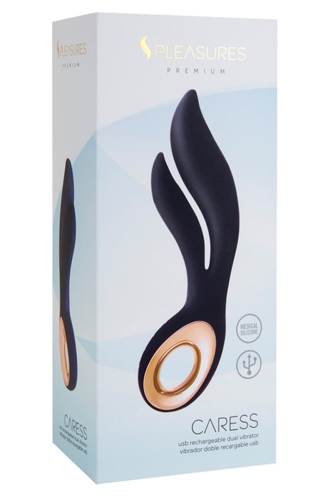 "Caress" - dubultās stimulācijas vibrators (melns)
