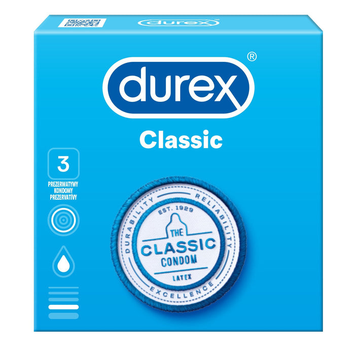 Durex Classic standarta prezervatīvi 3 gab.