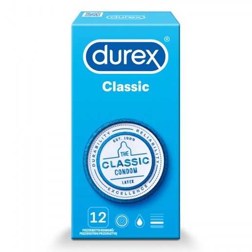 Durex Classic standarta prezervatīvi 12 gab.
